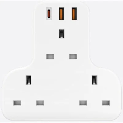 BAZIC GOPORT TRIO, EXTENSION WALL CHARGER WITH BUILT-IN USB OUTPUT - WHITE